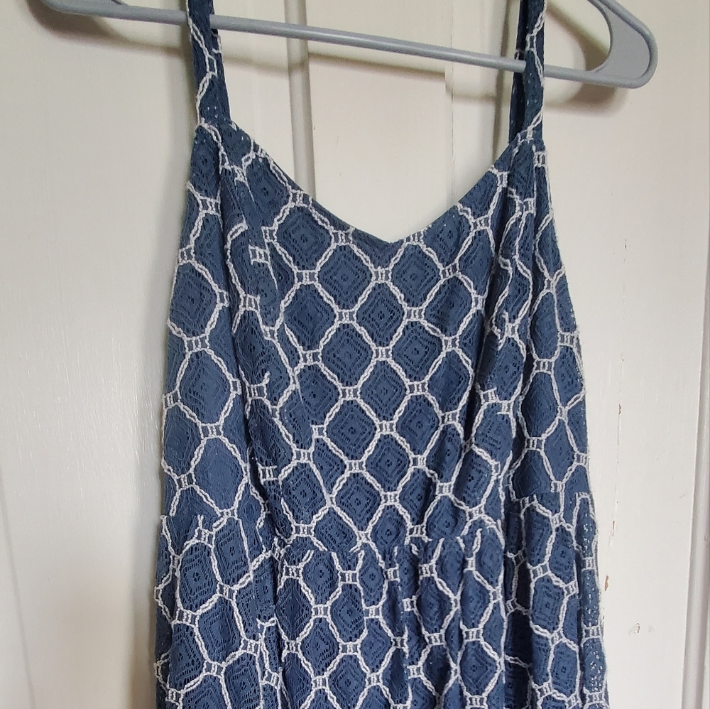 Torrid Blue and White Babydoll Lace Dress Size 0